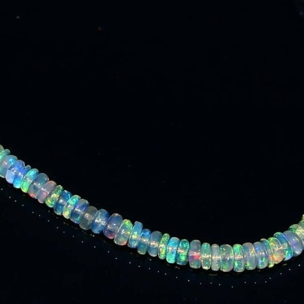Ethiopian Fire Opal Beaded Necklace – Genuine AAA Opals with Gold Clasp STUNNING - Picture 12 of 12
